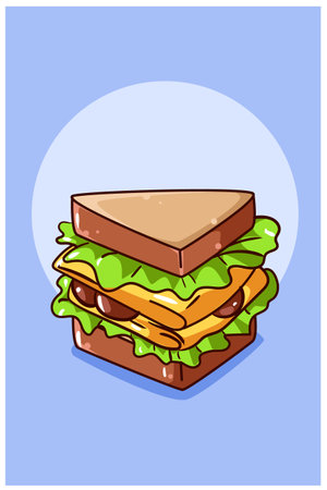 Sweet sandwich bread cartoon illustrationのイラスト素材