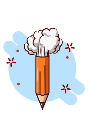 Cartoon pencil illustration with smokeのイラスト素材
