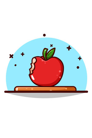 Sweet apple vector icon cartoon illustrationのイラスト素材