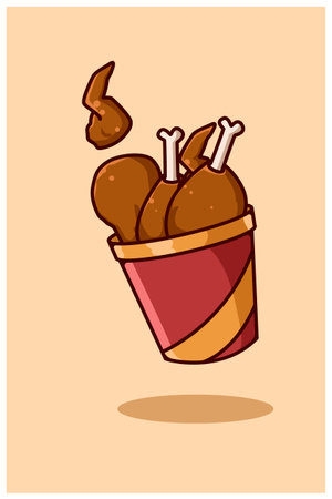 Sweet fried chicken cartoon illustrationのイラスト素材
