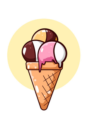 Sweet ice cream icon cartoon illustrationのイラスト素材