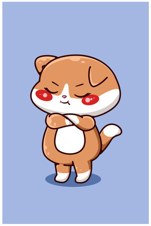 Cute and angry kitten cartoon illustrationのイラスト素材