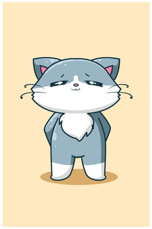 Happy and cute cat cartoon illustrationのイラスト素材