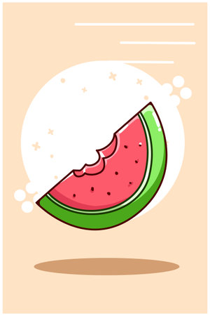 Watermelon piece icon cartoon illustrationのイラスト素材
