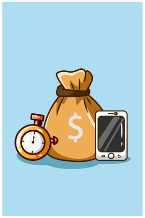 Time is money icon cartoon illustrationのイラスト素材