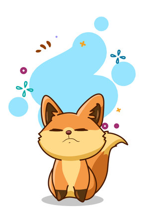 Cute and funny fox cartoon illustrationのイラスト素材