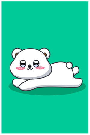 Cute and happy white bear cartoon illustrationのイラスト素材