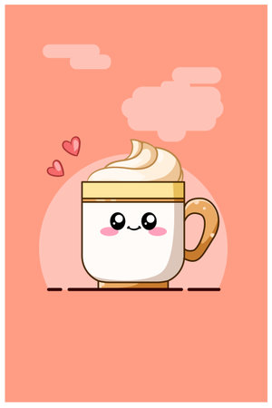 Cute cup with soda cartoon illustrationのイラスト素材