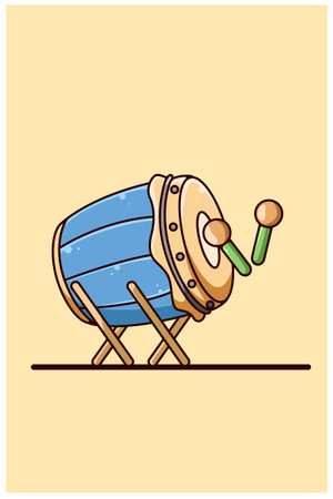 Mosque drum cartoon illustrationのイラスト素材