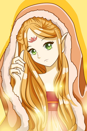 Beautiful and cute fairy queen with long yellow hair design character cartoon illustrationのイラスト素材