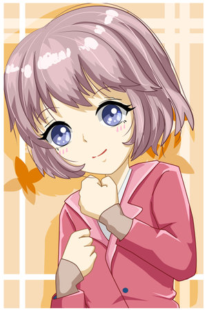Cute and beautiful girl with red coat design character cartoon illustrationのイラスト素材