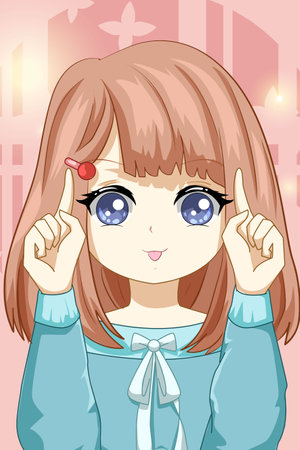Cute and beautiful girl with brown hair design character cartoon illustrationのイラスト素材