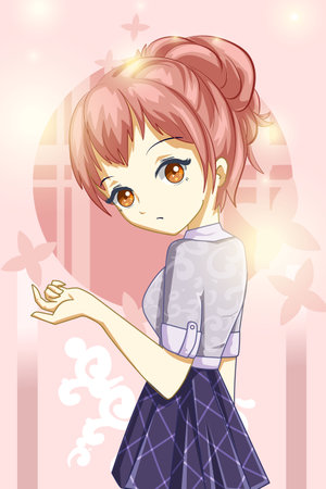 Cute and beautiful girl with red hair design character cartoon illustrationのイラスト素材
