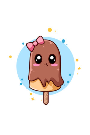 Cute and funny sweet ice cream cartoon illustrationのイラスト素材