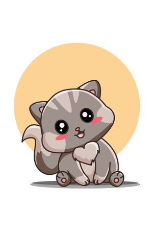 Cute and funny cat animal cartoon illustrationのイラスト素材
