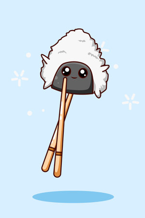 Sushi and chopsticks icon cartoon illustrationのイラスト素材