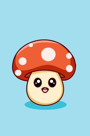 Cute and funny mushroom cartoon illustrationのイラスト素材