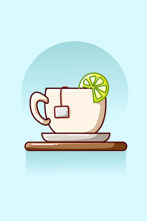 Sweet tea with lime cartoon illustrationのイラスト素材