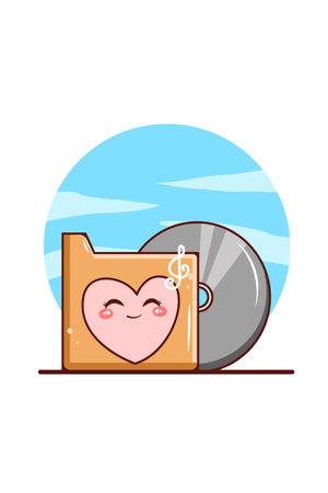 Cassette folder music icon cartoon illustrationのイラスト素材