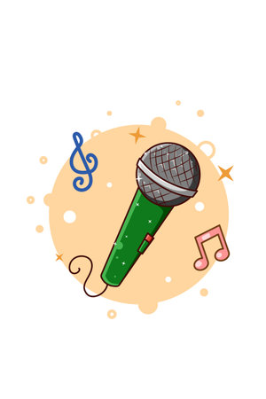Microphone music icon cartoon illustrationのイラスト素材