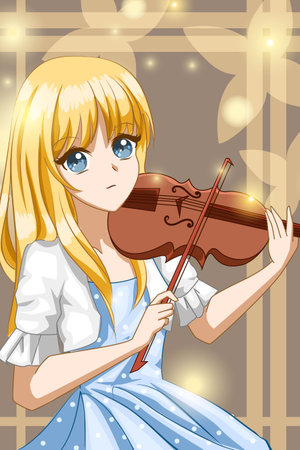 Beautiful girl playing violin design character cartoon illustrationのイラスト素材