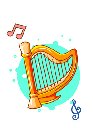 Harp musical instrument icon cartoon illustrationのイラスト素材