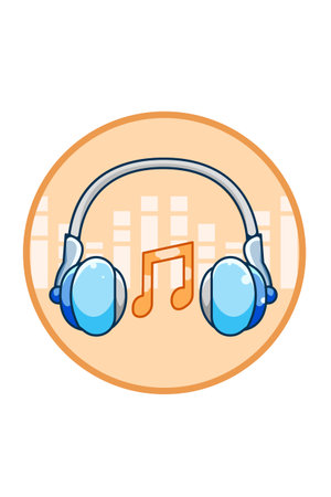 Headset with music notes icon cartoon illustrationのイラスト素材