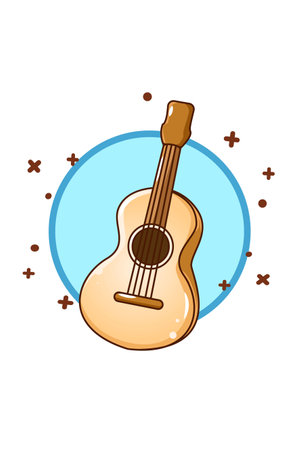 Guitar acoustic icon cartoon illustrationのイラスト素材