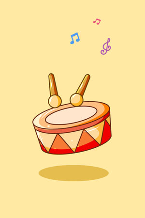 Drum musical instrument icon cartoon illustrationのイラスト素材