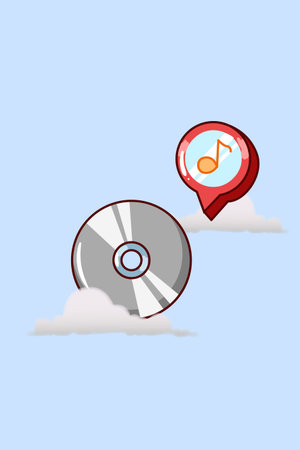 Cassette with music notes icon cartoon illustration