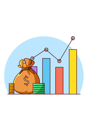 Money with diagram business icon cartoon illustrationのイラスト素材