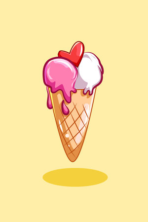 Sweet ice cream icon cartoon illustrationのイラスト素材