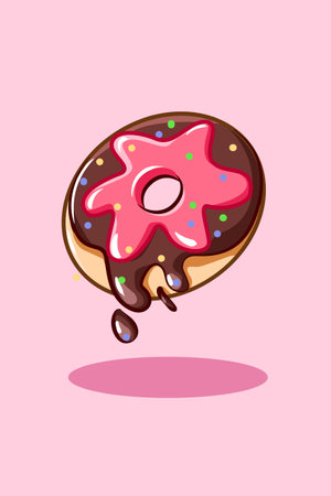 Sweet donuts icon cartoon illustrationのイラスト素材