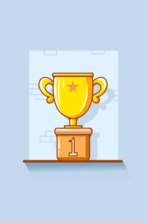 Trophy number one icon cartoon illustrationのイラスト素材