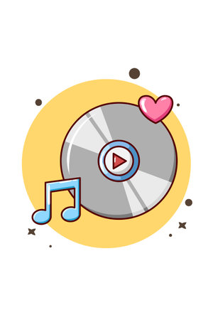 Cassette with love and icon music cartoon illustrationのイラスト素材
