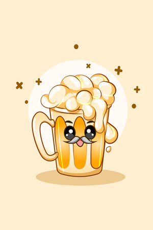 Cute soda beer at oktoberfest cartoon illustrationのイラスト素材