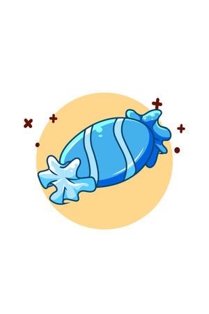 Sweet blue candy food cartoon illustrationのイラスト素材