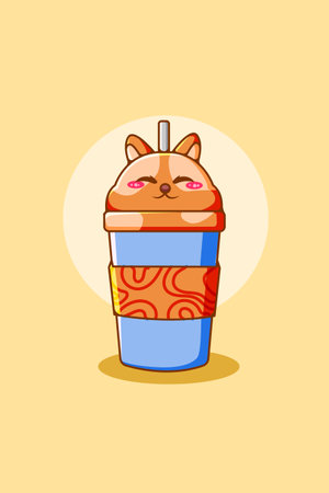 Cute drink bottle dog shaped cartoon illustrationのイラスト素材