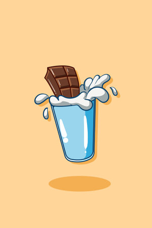 Milk with chocolate cartoon illustrationのイラスト素材