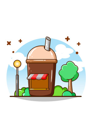 Drink and coffee shop cartoon illustrationのイラスト素材