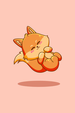 Cute and sleep fox animal cartoon illustrationのイラスト素材