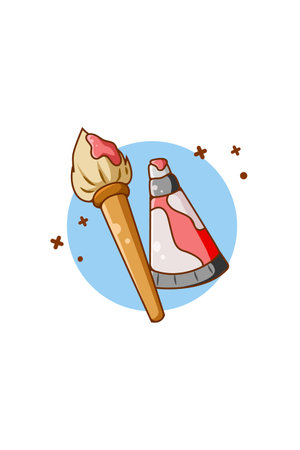 Brush and paint icon cartoon illustrationのイラスト素材