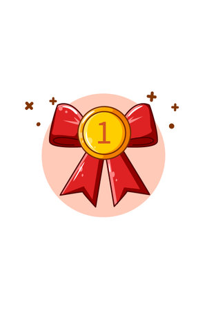 First place gold medal icon cartoon illustrationのイラスト素材