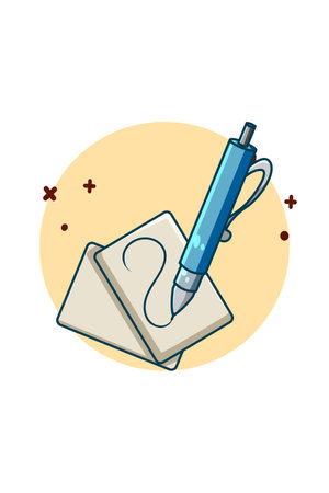 Ballpoint with paper for back to school cartoon illustrationのイラスト素材