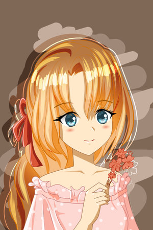 Beautiful princess with flowers design character cartoon illustrationのイラスト素材