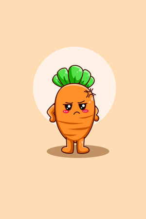 Cute and happy carrot cartoon illustrationのイラスト素材
