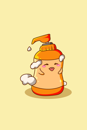 Cute and happy liquid soap cartoon illustrationのイラスト素材