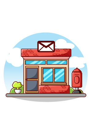 Post office icon building cartoon illustrationのイラスト素材