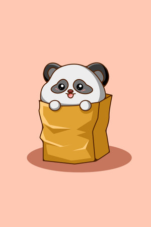 Cute panda in the pocket animal cartoon illustrationのイラスト素材