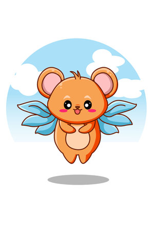 Cute mouse with wings animal cartoon illustrationのイラスト素材